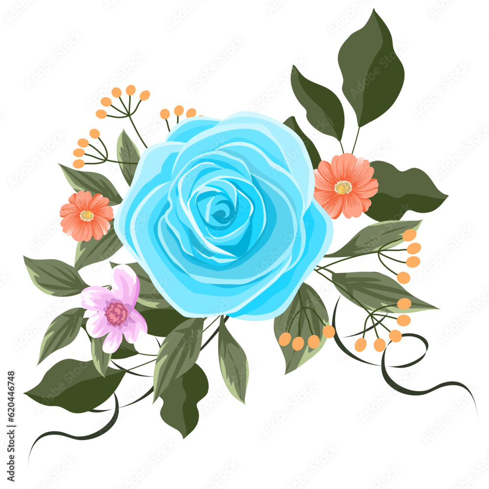 Roses light blue and flowers  vector for decoration , wedding card , innovation