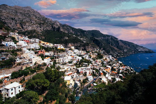 View of the beautiful town of Positano  on the Amalfi coast. World Heritage Site in Italy  Europe. Unique paradise and one of the best known summer destinations in the world