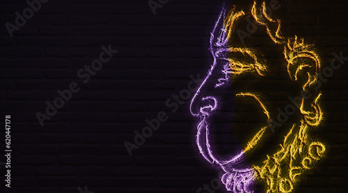 Schilderij op canvas 3D lord rama hanuman electronic sign