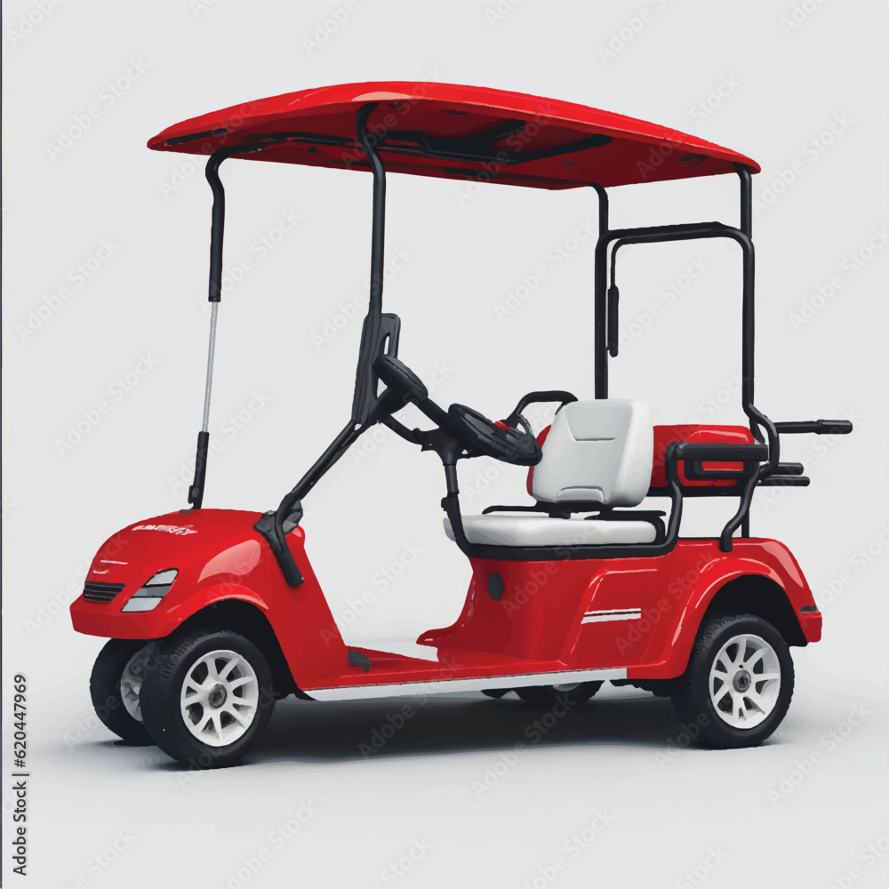 red golf cart, vector, illustration on white background