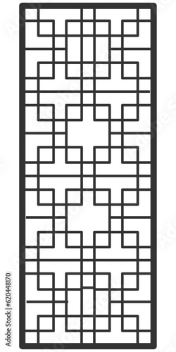 Traditional Japan Korea China ornament frame pattern. Asian door window antique.