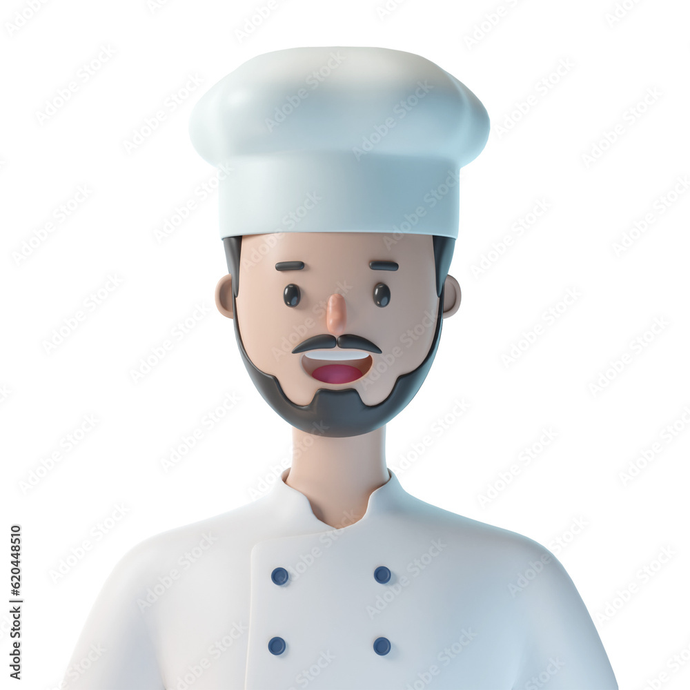 3d chef cartoon character avatar isolated in 3d rendering 3d chef cartoon character avatar isolated in 3d rendering