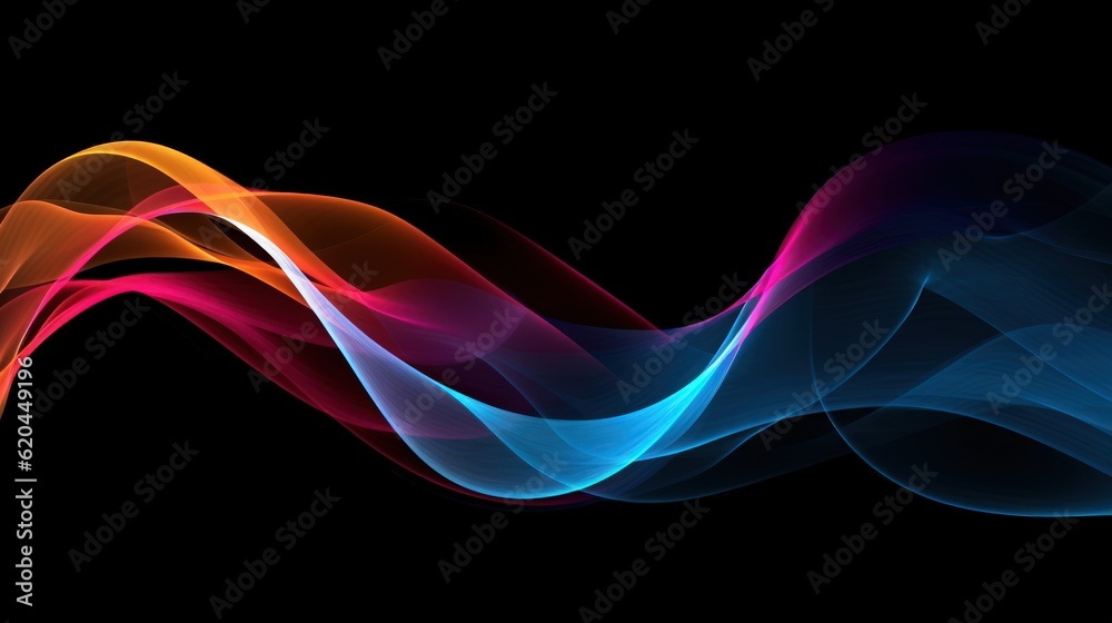 Visualization of sound waves. Abstract futuristic background with colorful glowing neon moving high speed wave lines and bokeh lights. Data transfer concept. Fantastic wallpaper. Generative AI Visualization of sound waves. Abstract futuristic background with colorful glowing neon moving high speed wave lines and bokeh lights. Data transfer concept. Fantastic wallpaper. Generative AI