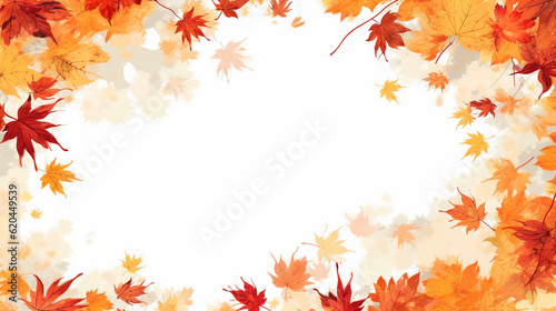 White frame autumn foliage header. Generative AI
