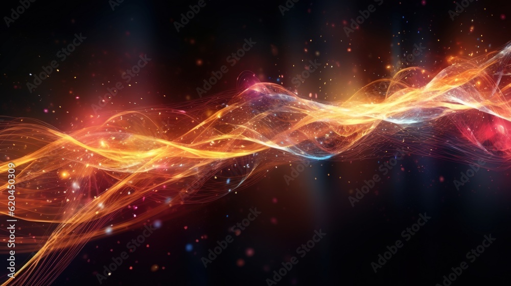 Obraz premium Visualization of sound waves. Abstract futuristic background with colorful glowing neon moving high speed wave lines and bokeh lights. Data transfer concept. Fantastic wallpaper. Generative AI