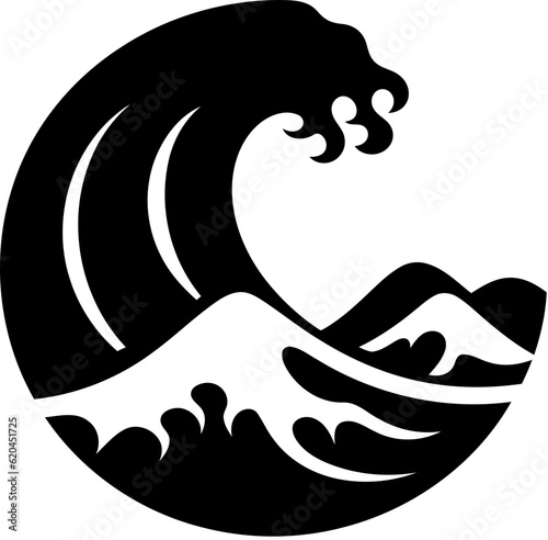 Tsunami wave disaster icon