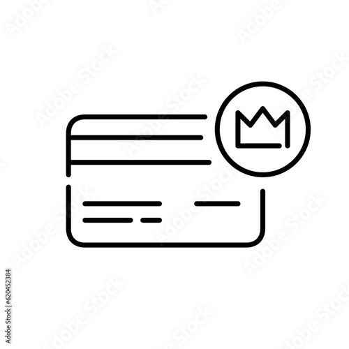 Loyalty program member card. Crown symbol for premium membership. Pixel perfect, editable stroke icon