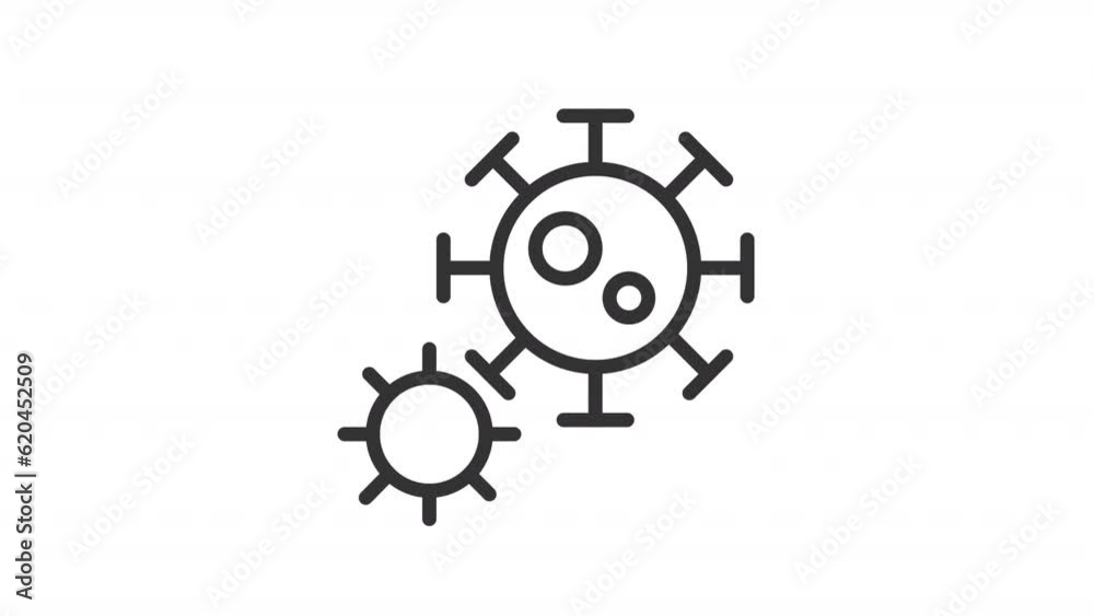 Animated virus test linear icon. Illness diagnostic. Health condition. Infectious disease. Looped HD video with alpha channel transparency. Thin line motion graphics. Contour symbol animation
