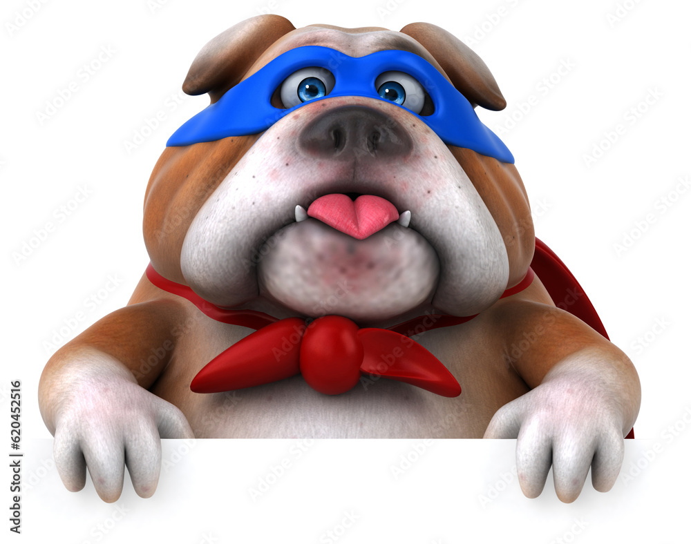 Naklejka premium Fun 3D cartoon illustration of a dog superhero