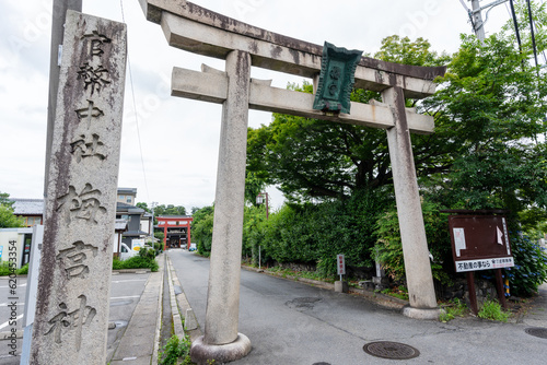 Kyoto, Japan - June 12 2023 : Umenomiya taisha Shrine. A Shinto shrine located in Ukyo-ku. photo