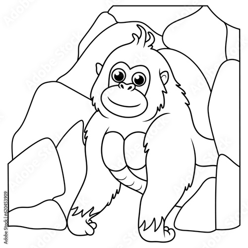 gorilla came out of the cave line art