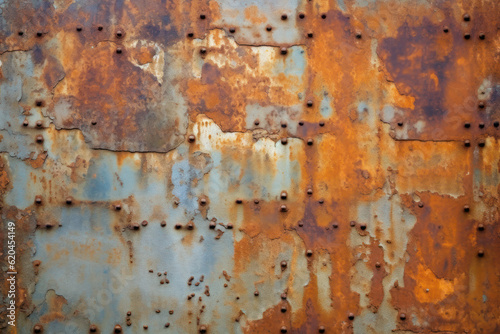 Close-up of rusted or corroded metal surfaces with a gritty texture, creating a grunge aesthetic. Generative AI. © Shinonome Studio