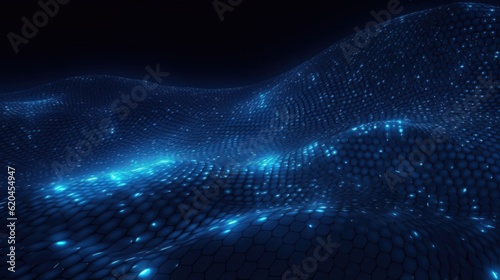 Visualization of sound waves. Abstract futuristic background with colorful glowing neon moving high speed wave lines and bokeh lights. Data transfer concept. Fantastic wallpaper. Generative AI