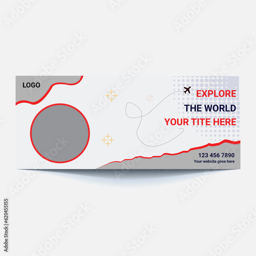 Travel tours banner template, horizontal advertising business banner layout template flat design set , clean abstract cover header background for website design