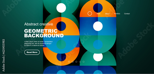 Simple circles and round elements pattern. Minimalist design geometric landing page. Creative concept for business, technology, science or print design