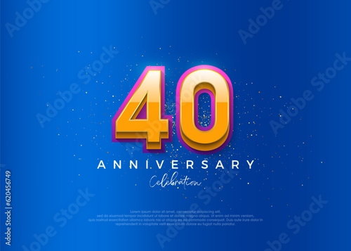 Simple and modern design for the 40th anniversary celebration. with an elegant blue background color.