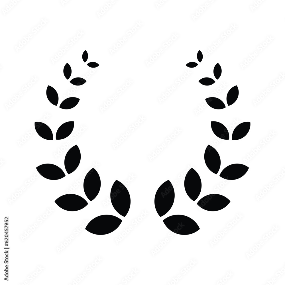 Fototapeta premium Laurel wreath glyph icon vector. Reward and achievement symbol stock illustration. Youth sport wreath icon for web or game interface. Prize for championship.