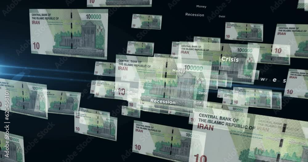 Wideo Stock: Iranian Rial 100000 IRR banknote loop. Flying between ...