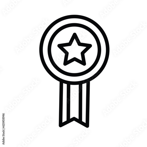 Medal badge with star symbol line icon vector. Reward and achievement symbol stock illustration. Youth sport medal badge icon vector for web or game interface. Prize for championship.