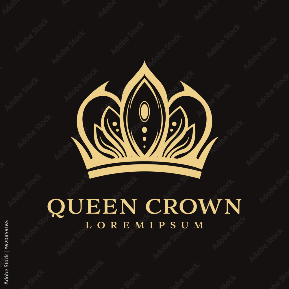 abstract golden crown logo design premium symbol, modern luxury brand element sign. Vector illustration.