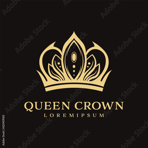 abstract golden crown logo design premium symbol, modern luxury brand element sign. Vector illustration.