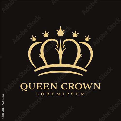abstract golden crown logo design premium symbol, modern luxury brand element sign. Vector illustration.