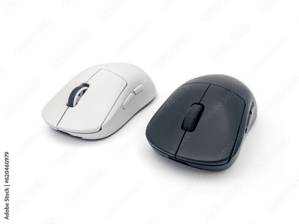 wireless and bluetooth black and white mice on white background wireless and bluetooth black and white mice on white background