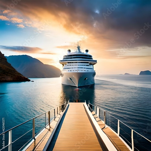 cruise ship at sunset