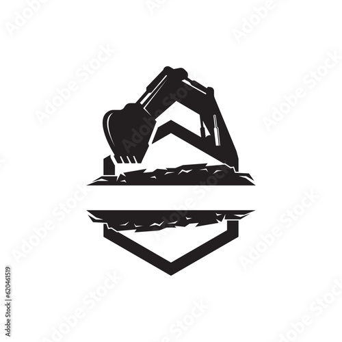 Excavator icon logo vector illustration template design.