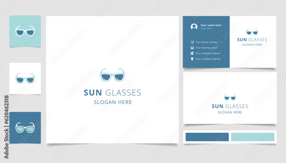 Sun glasses logo design with editable slogan. Branding book and business card template. Sun glasses logo design with editable slogan. Branding book and business card template.
