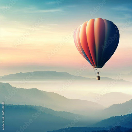 hot air balloon over sunset