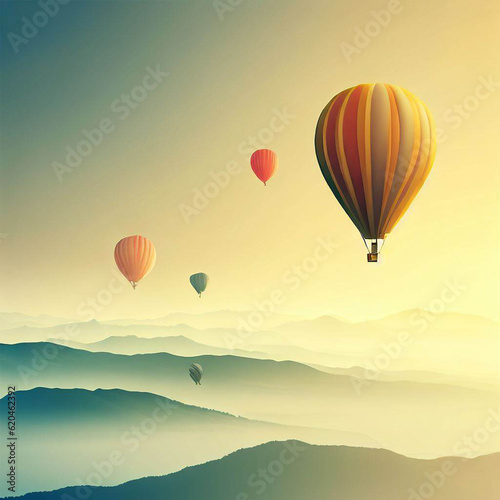 hot air balloon over sunset