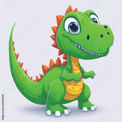 cute dinosaur cartoon on white background