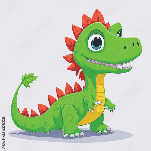 cute dinosaur cartoon on white background