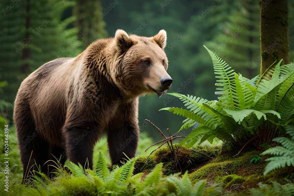 brown bear in the forest generated by AI tool