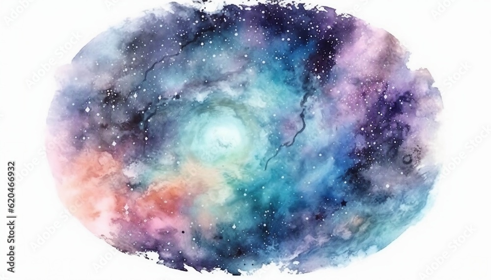 Watercolor Galaxy on isolated white background