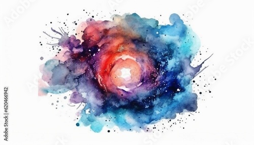 Watercolor Galaxy on isolated white background