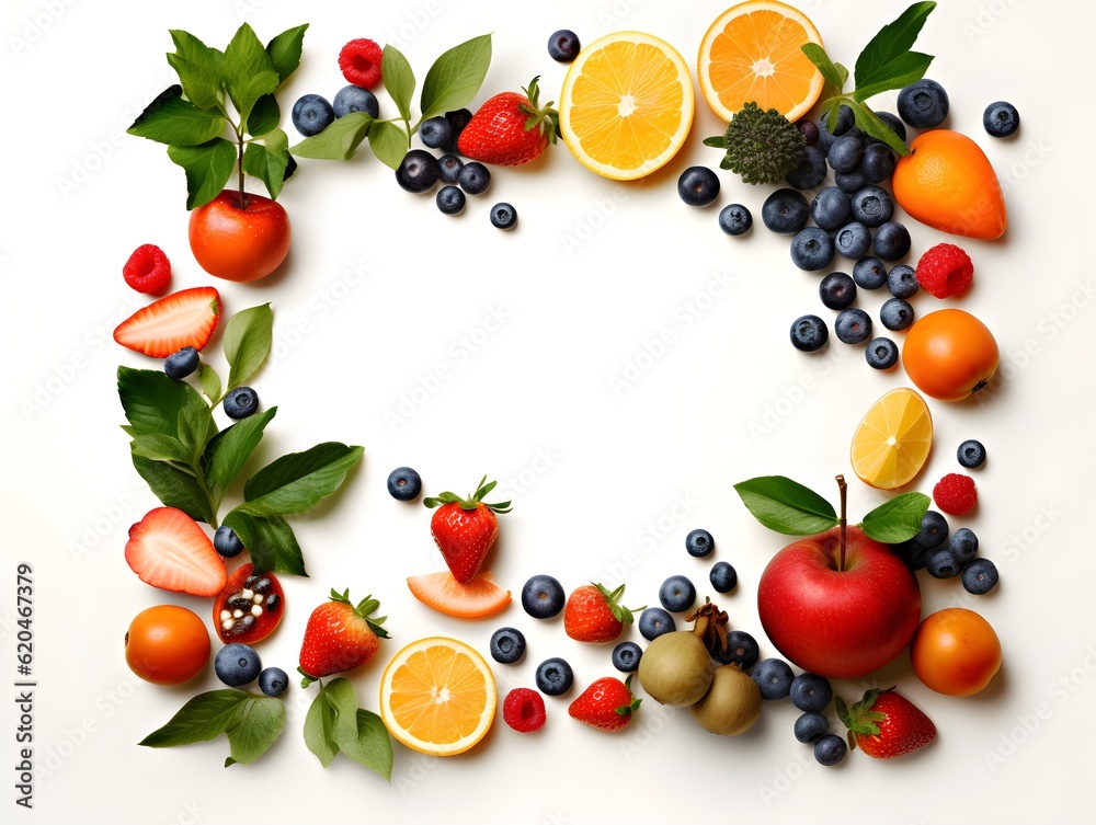 a group of fruits arranged in a frame a group of fruits arranged in a frame