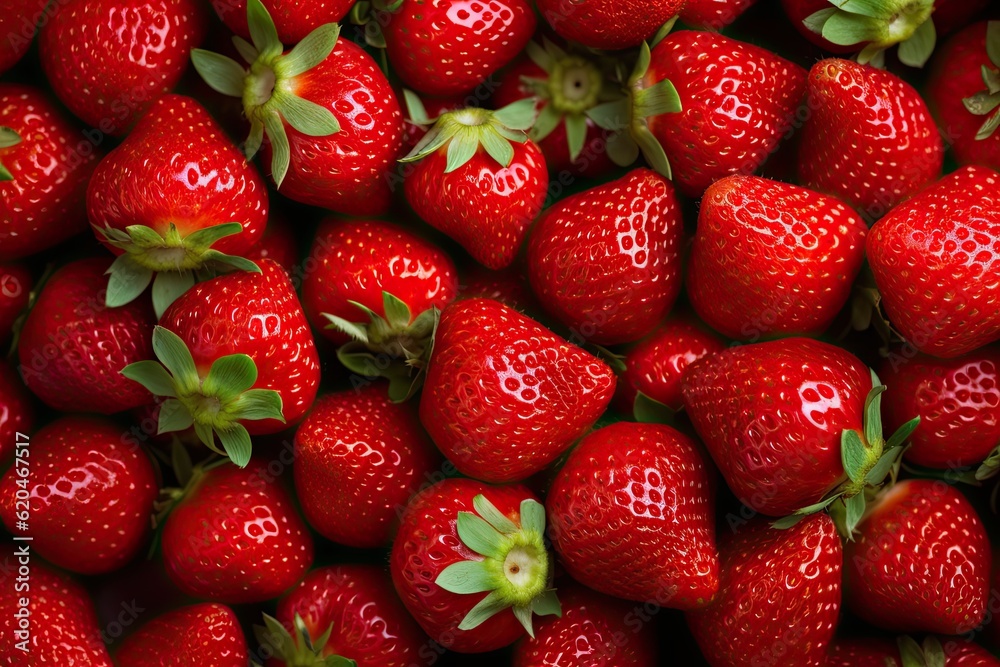 Raw and Ripe Red Strawberry Background with Many Sweet Fruits and Berries - Food Photography: Generative AI