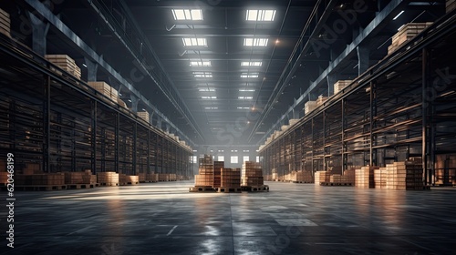 Spacious Warehouse Interior with Ample Room for Storage and Industry Needs: Generative AI