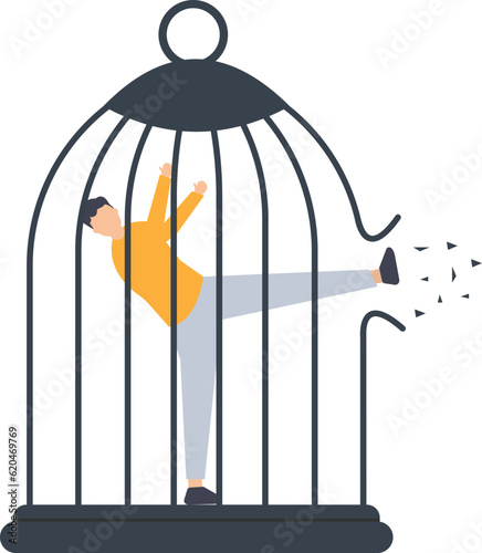 Break free, Quit job, Start business, escape for freedom, resign from workplace, Break Cage, Escape from work 

