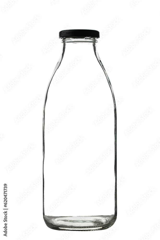 glass jar for storage and canning under the lid with thread, isolated on a white background glass jar for storage and canning under the lid with thread, isolated on a white background