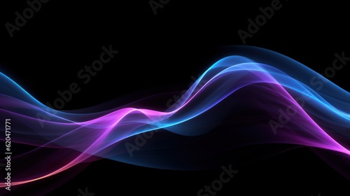 Visualization of sound waves. Abstract futuristic background with colorful glowing neon moving high speed wave lines and bokeh lights. Data transfer concept. Fantastic wallpaper. Generative AI