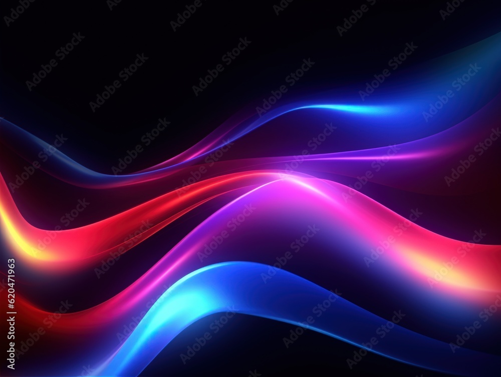 Visualization of sound waves. Abstract futuristic background with colorful glowing neon moving high speed wave lines and bokeh lights. Data transfer concept. Fantastic wallpaper. Generative AI Visualization of sound waves. Abstract futuristic background with colorful glowing neon moving high speed wave lines and bokeh lights. Data transfer concept. Fantastic wallpaper. Generative AI