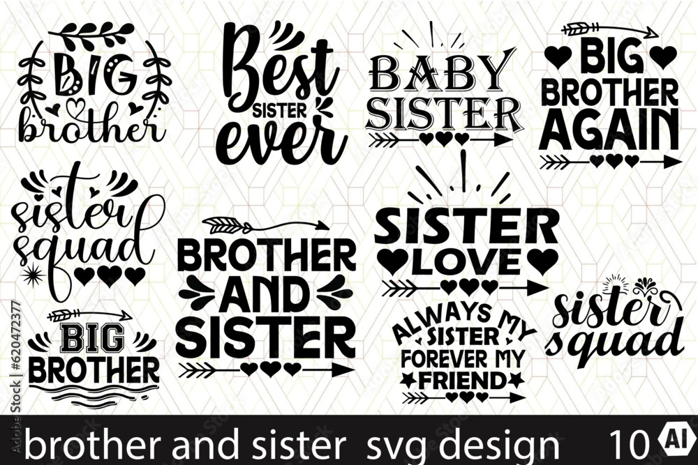 brother and sister svg design 