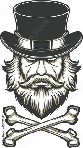 Beard man with hat vector illustration