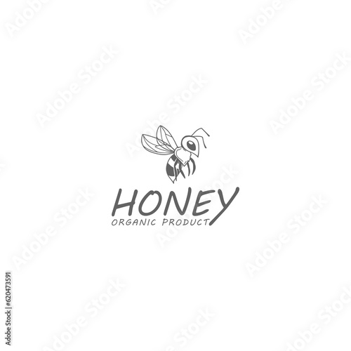 Honey bee hand drawing style logo template