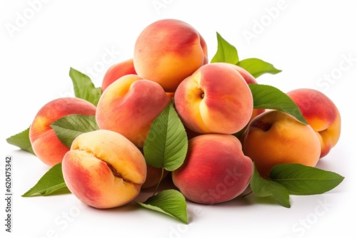 Fresh natural peaches isolated on white