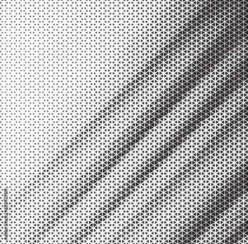 Abstract Triangle Halftone Pattern. Triangle Vector Abstract Geometric Technology Background. Halftone Triangular Retro 80s Simple Pattern. 