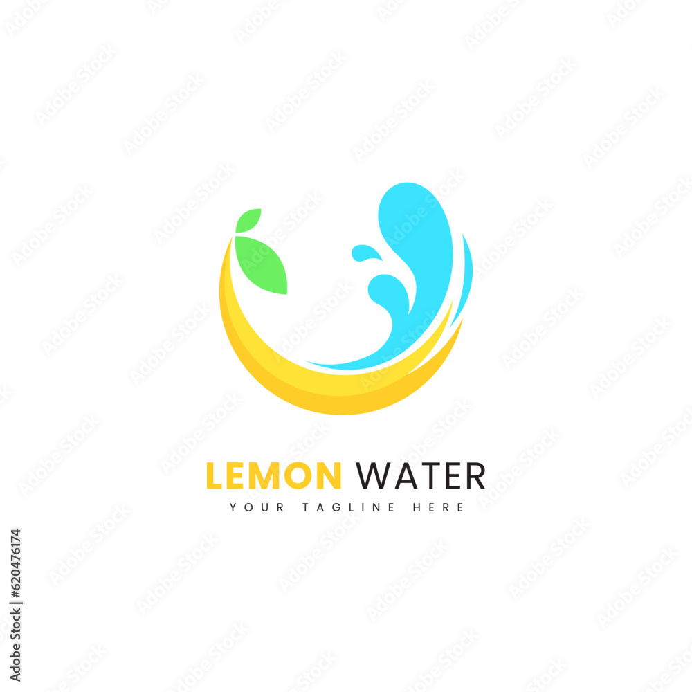 Combination of lemon and water splash, vector logo. Combination of lemon and water splash, vector logo.